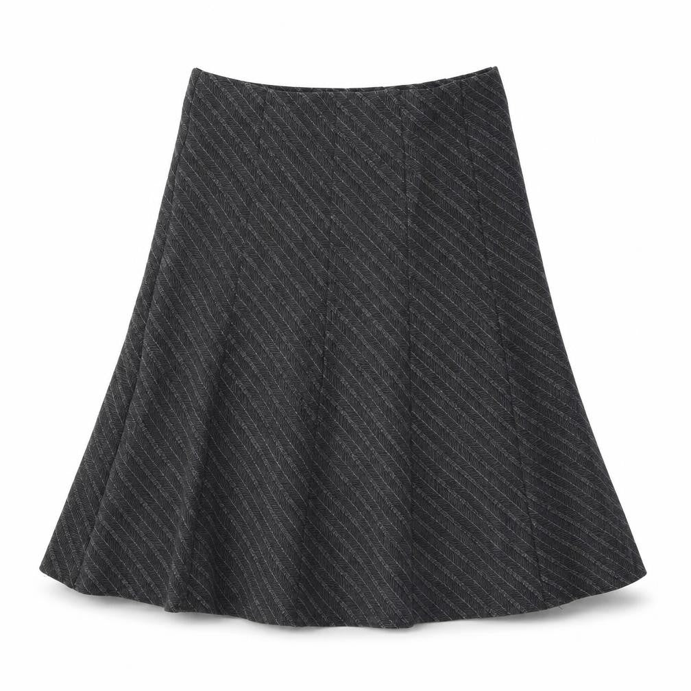 Marks & Spencer Womens Grey Striped Polyester Swing Skirt Size 12