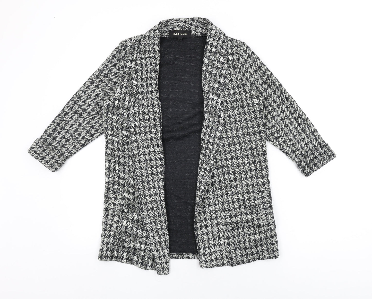 River Island Womens Grey Geometric Jacket Blazer Size 8 - Houndstooth