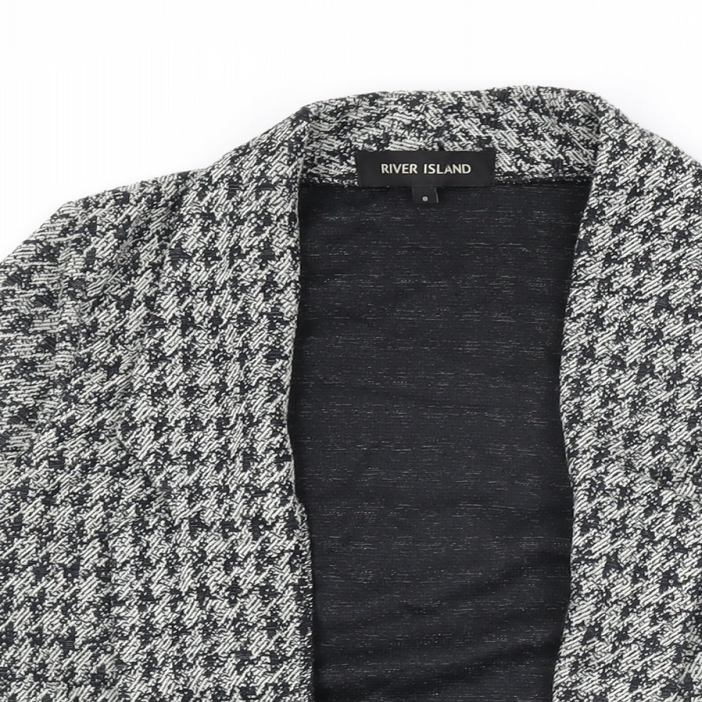 River Island Womens Grey Geometric Jacket Blazer Size 8 - Houndstooth