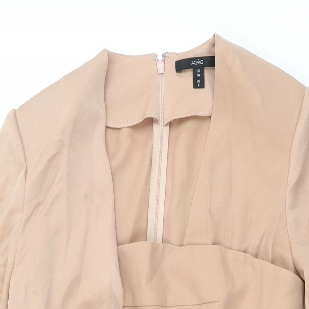 AQ/AQ Womens Pink Polyester Mini Size 10 Square Neck Zip