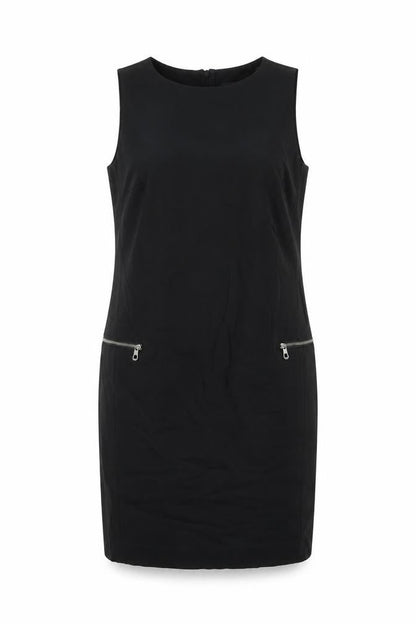 Next Womens Black Cotton Shift Size 12 Round Neck Zip