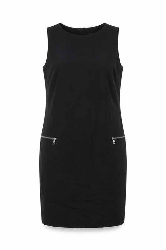 NEXT Womens Black Cotton Shift Size 12 Round Neck Zip