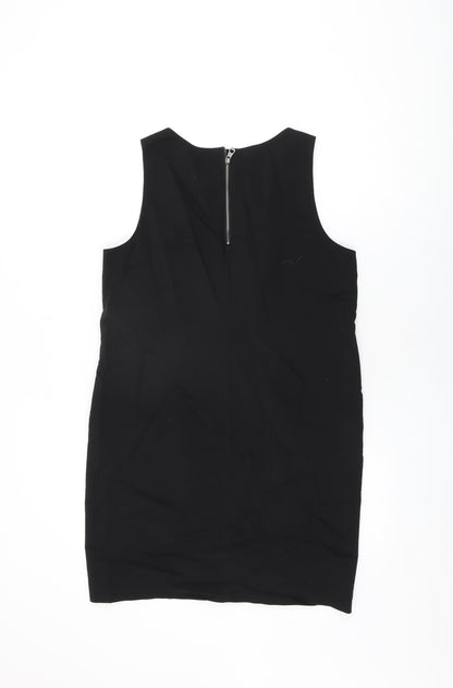 Next Womens Black Cotton Shift Size 12 Round Neck Zip