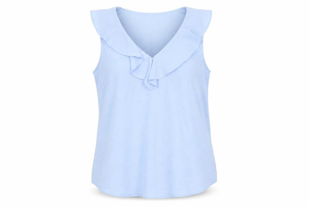 Dunnes Womens Blue Polyester Basic T-Shirt Size M V-Neck