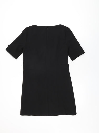 Back view of Juicy Couture women’s black polyester shift, size UK 6, round neck zip
