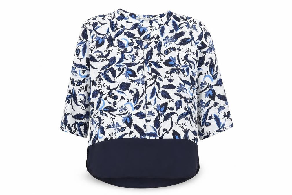 Soon Womens White Floral Polyester Basic Blouse Size 14 V-Neck