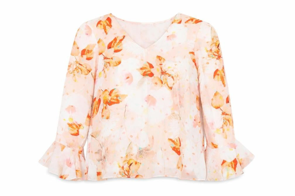 Wallis Womens Pink Floral Polyester Basic Blouse Size 14 V-Neck