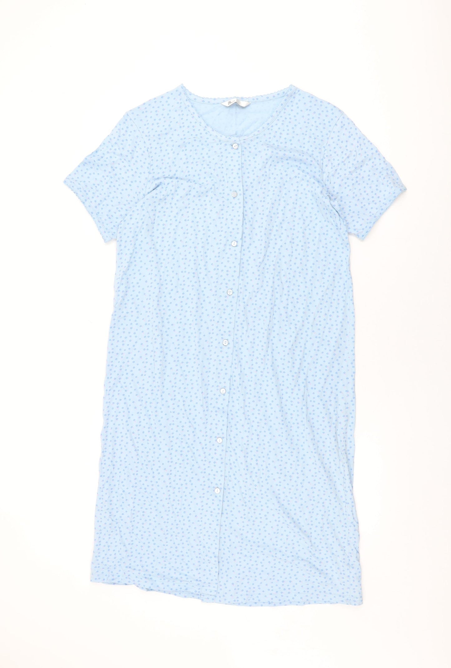 BHS Womens Blue Geometric Cotton Top Dress Size 12 Button - Size 12-14