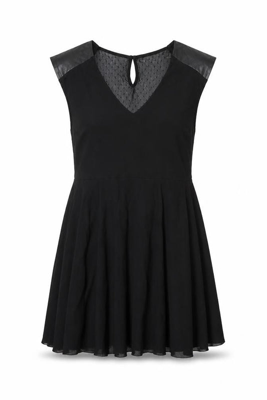 mamas & papas Womens Black Nylon Skater Dress Size 10 V-Neck Pullover