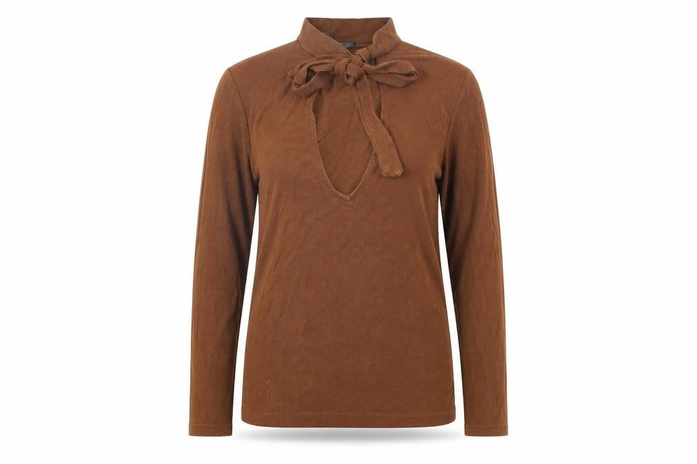 Sparkle & Fade Womens Brown Acetate Basic T-Shirt Size S Round Neck