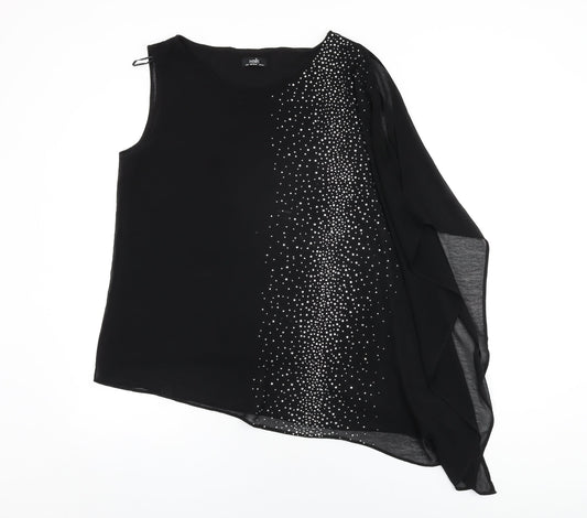 Wallis Womens Black Polyester Basic Blouse Size M Round Neck