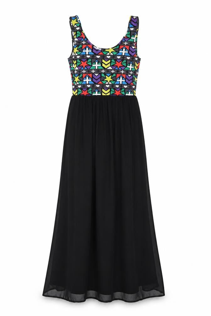 H&M Womens Multicoloured Geometric Cotton Maxi Size 8 Round Neck Pullover