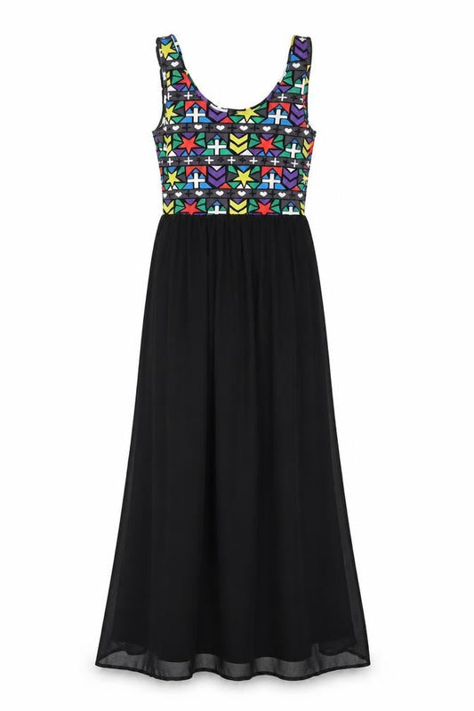 H&M Womens Multicoloured Geometric Cotton Maxi Size 8 Round Neck Pullover