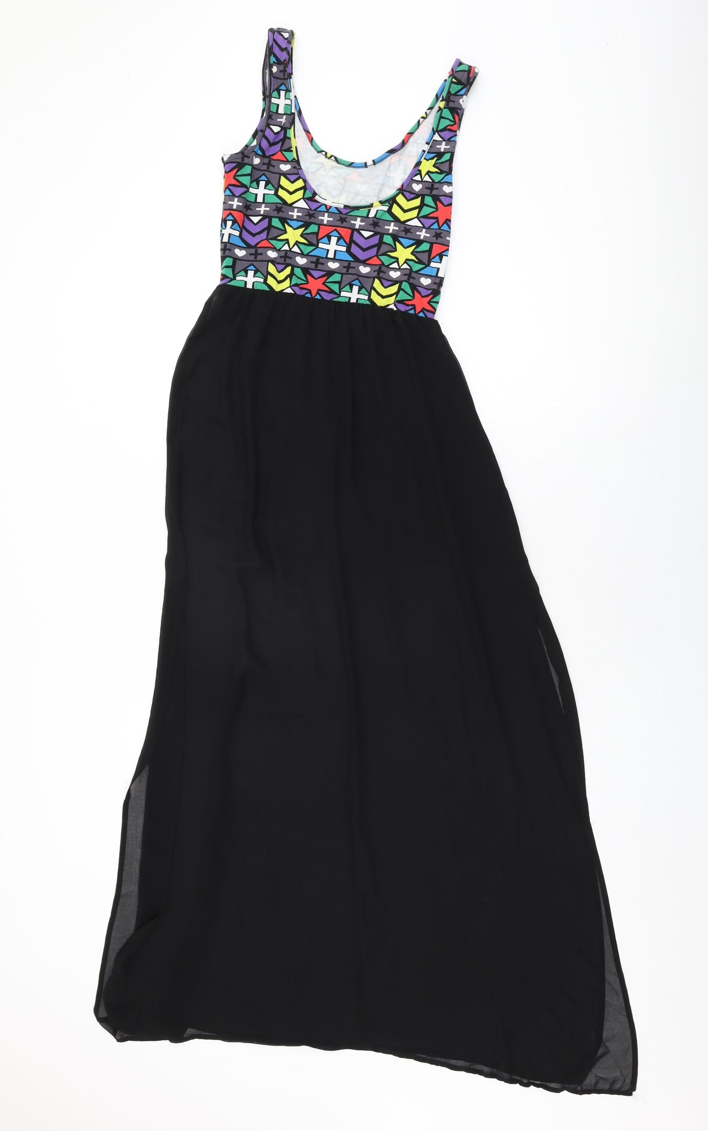 H&M Womens Multicoloured Geometric Cotton Maxi Size 8 Round Neck Pullover