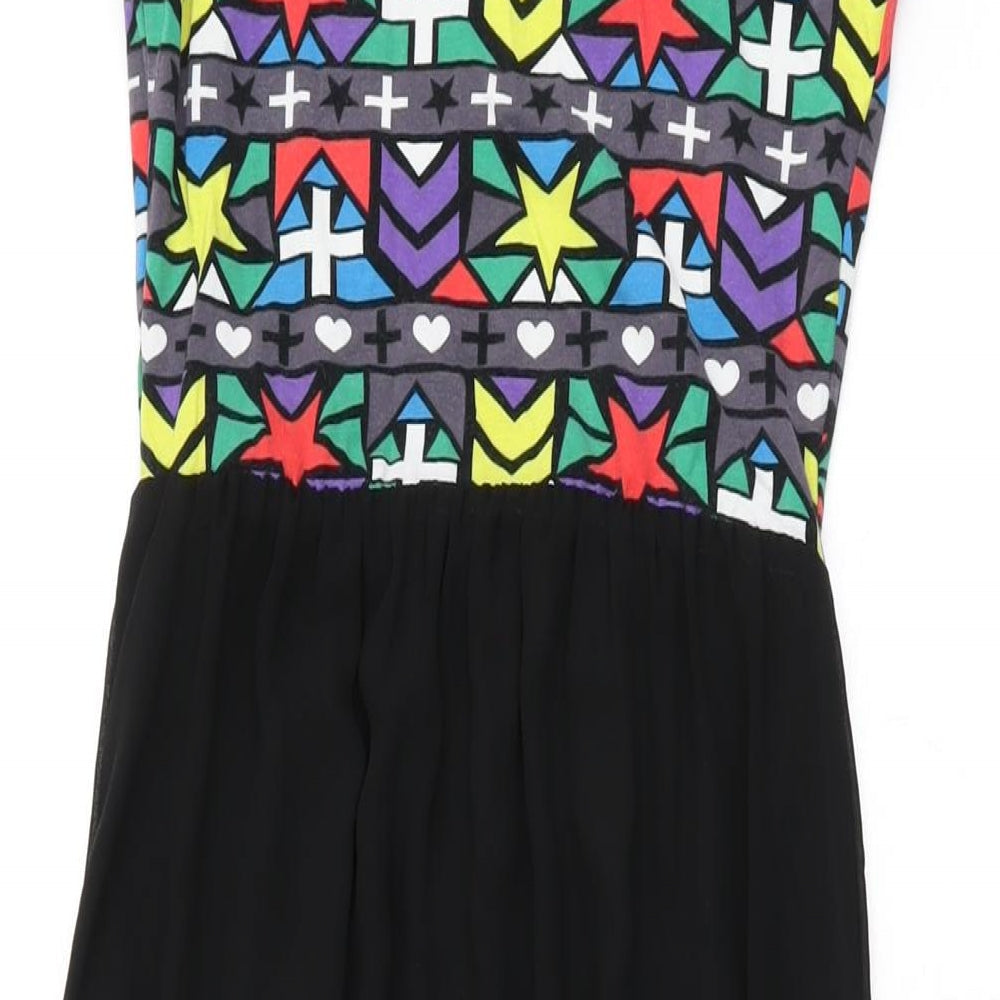 H&M Womens Multicoloured Geometric Cotton Maxi Size 8 Round Neck Pullover