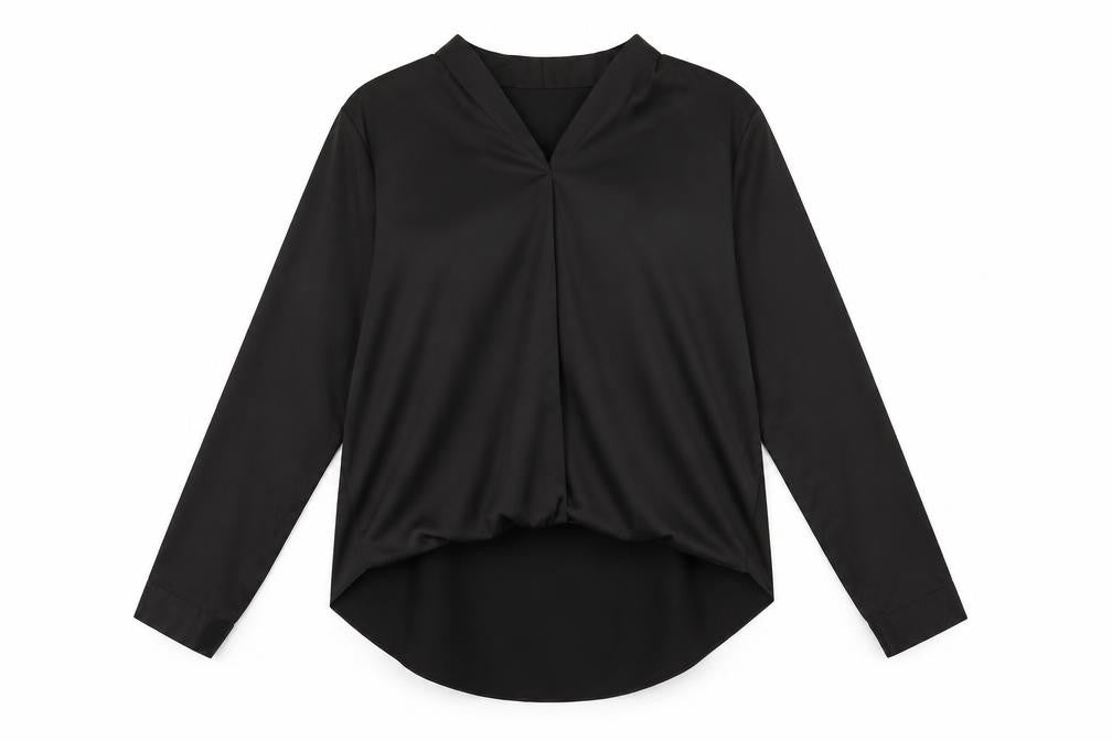 Glamorous Womens Black Polyester Basic Blouse Size M V-Neck