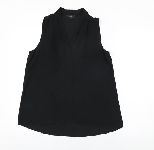 NEXT Womens Black Polyester Basic Blouse Size 14 V-Neck