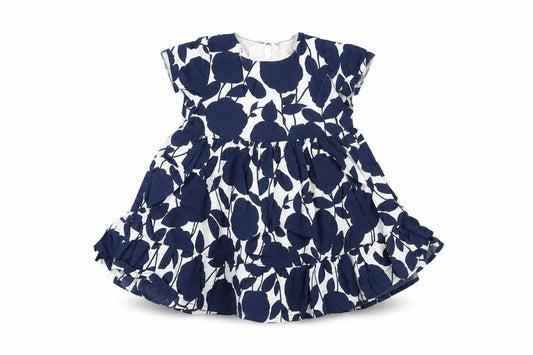 Front view of Gap girls’ white floral cotton a-line, size 0-3, months round neck zip
