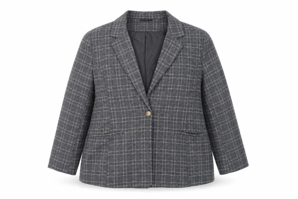 M&Co Womens Grey Plaid Jacket Blazer Size 20 Button