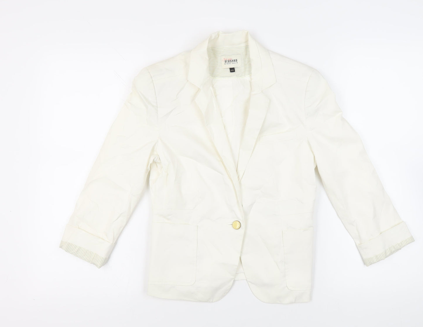 Bershka Womens Ivory Jacket Blazer Size M Button