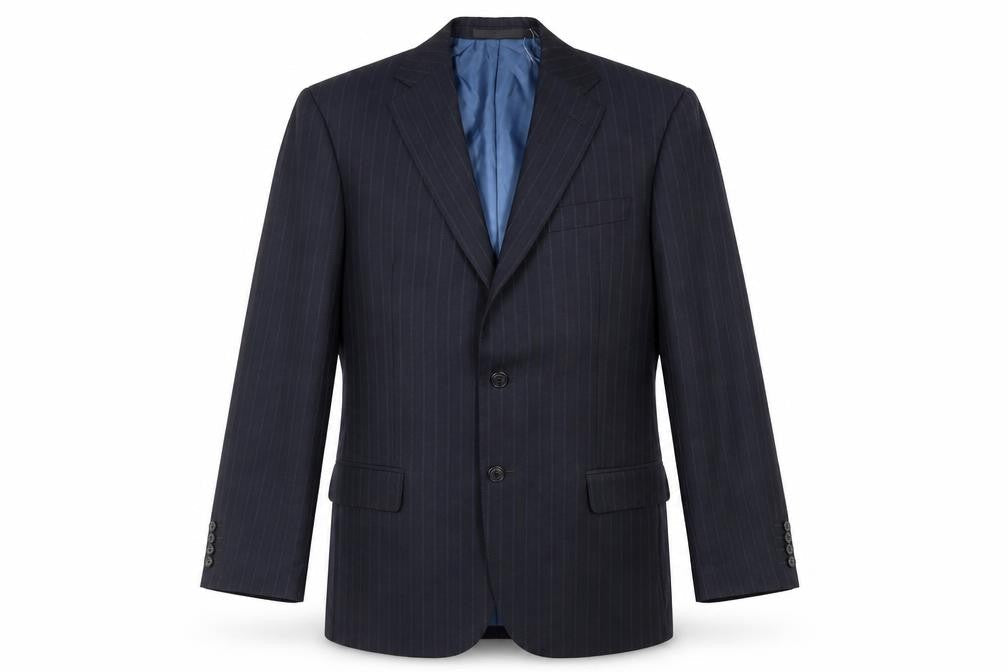 Marks & Spencer Mens Blue Striped Polyester Jacket Suit Jacket Size 38 Regular