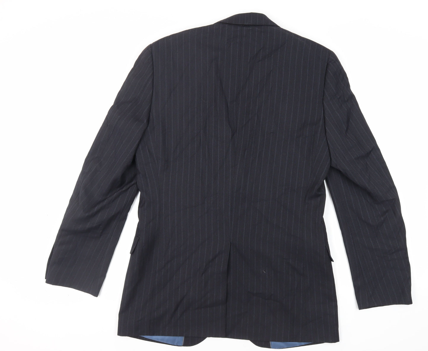 Marks and Spencer Mens Blue Striped Polyester Jacket Suit Jacket Size 38 Regular