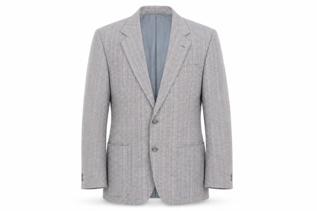 St Michael Mens Blue Plaid Cotton Jacket Suit Jacket Size 42 Regular - Vintage