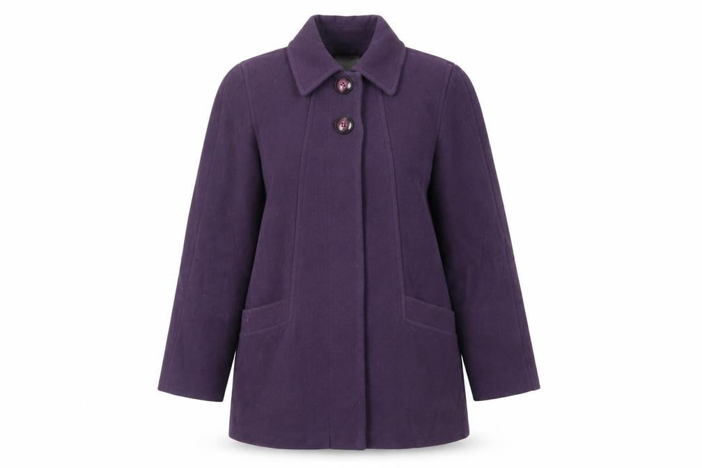 BHS Womens Purple Overcoat Coat Size 14 Button