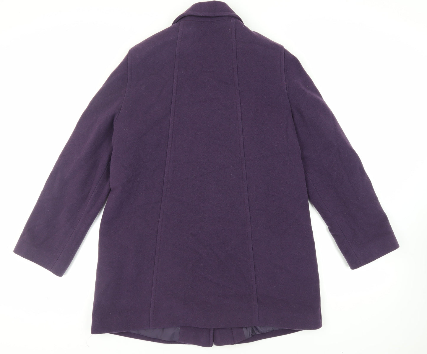 BHS Womens Purple Overcoat Coat Size 14 Button