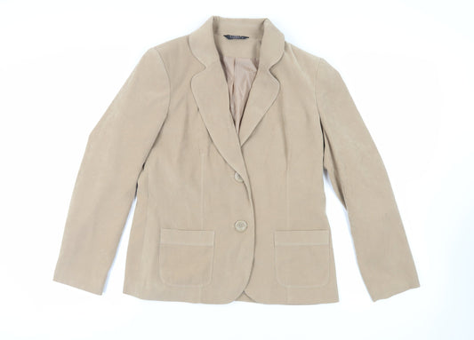 Bonmarché Womens Beige Jacket Blazer Size 12 Button - Suede Effect