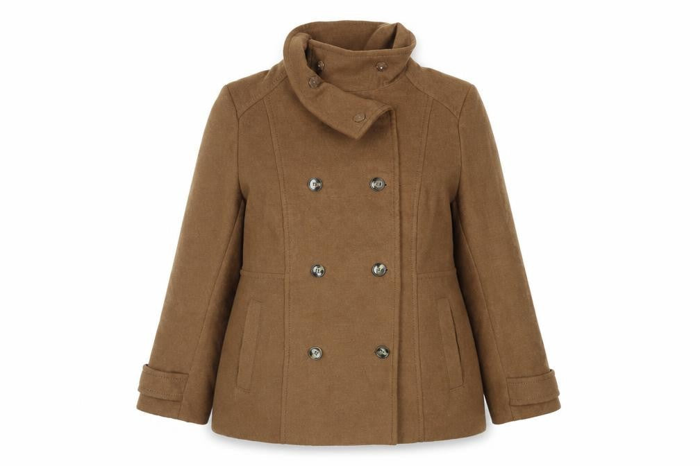 H&M Womens Brown Pea Coat Coat Size 2XL Button