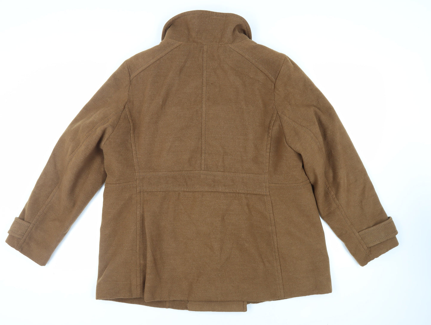 H&M Womens Brown Pea Coat Coat Size 2XL Button