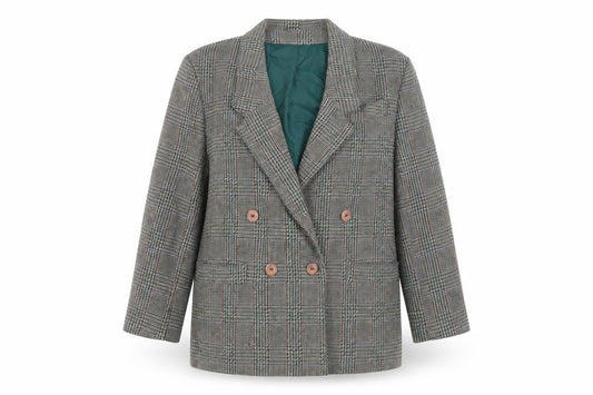 The Label Collection Womens Brown Plaid Jacket Blazer Size 18 Button - Vintage