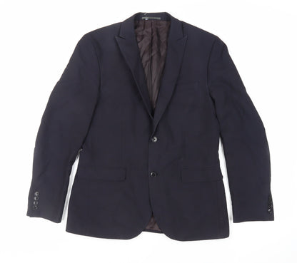 Next Mens Blue Polyester Jacket Suit Jacket Size 40 Regular