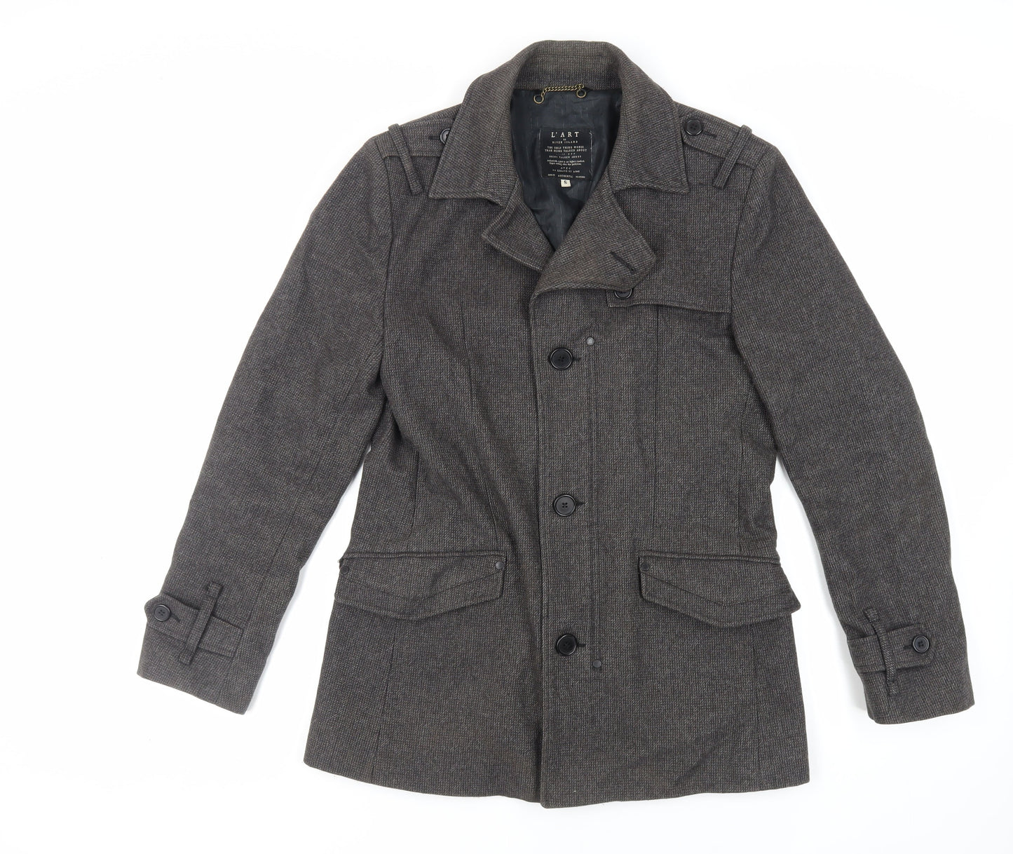 River Island Mens Grey Jacket Size S Zip