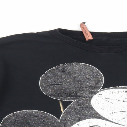 Preloved Disney Womens Black Cotton Pullover Sweatshirt Size M Pullover - Mickey Mouse - Detail