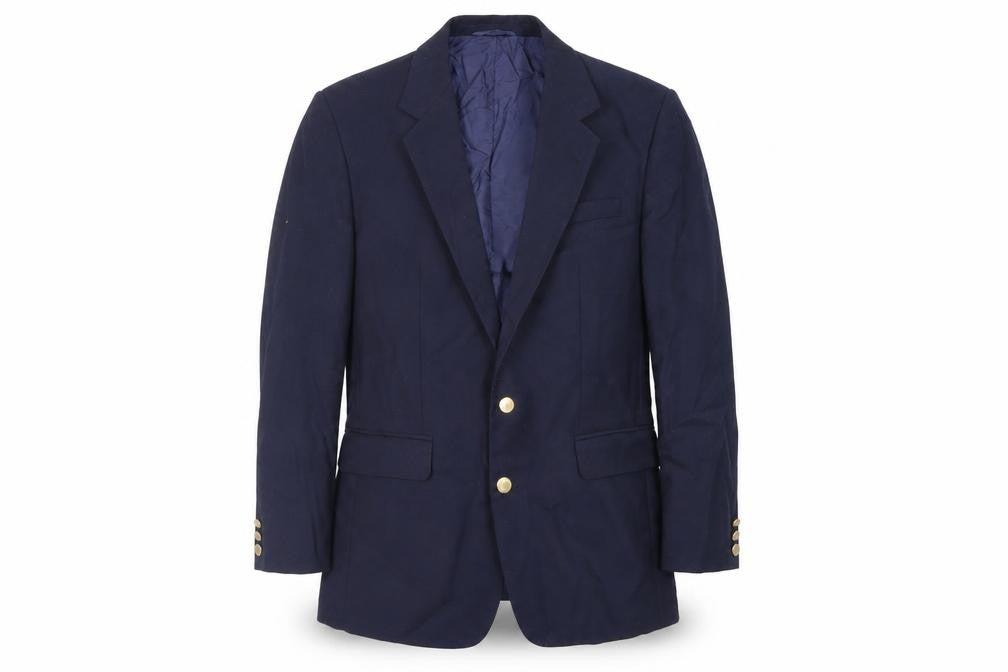 Image Mens Blue Wool Jacket Blazer Size 40 Regular - Vintage