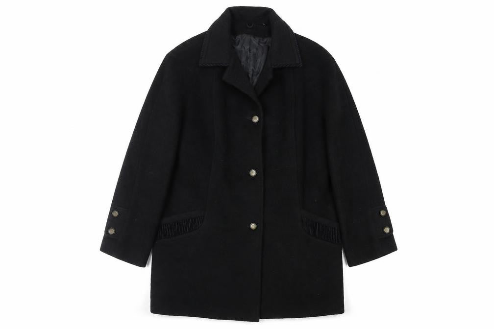David Barry Womens Black Overcoat Coat Size 18 Button