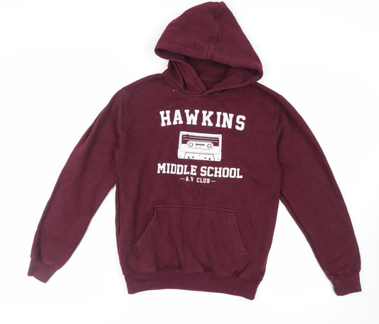Stranger Things Girls Purple Cotton Pullover Hoodie Size 12-13 Years Pullover - Hawkins Middle School