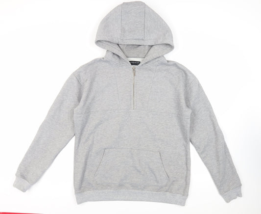 Maniere De Voir Mens Grey Cotton Pullover Hoodie Size L - Pockets