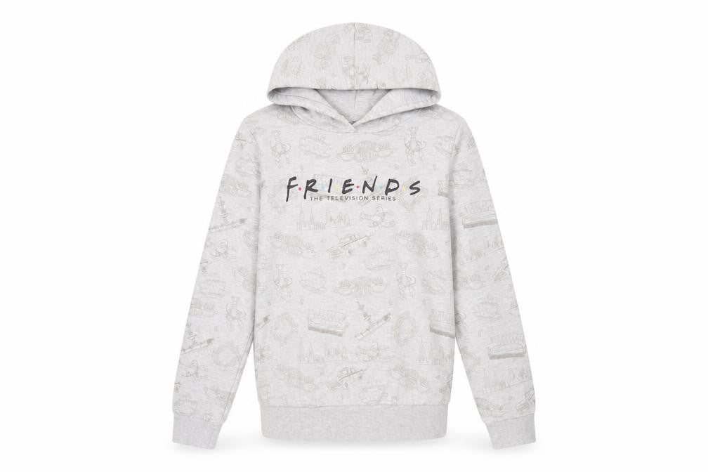 Friends Girls Grey Geometric Cotton Pullover Hoodie Size 14 Years Pullover