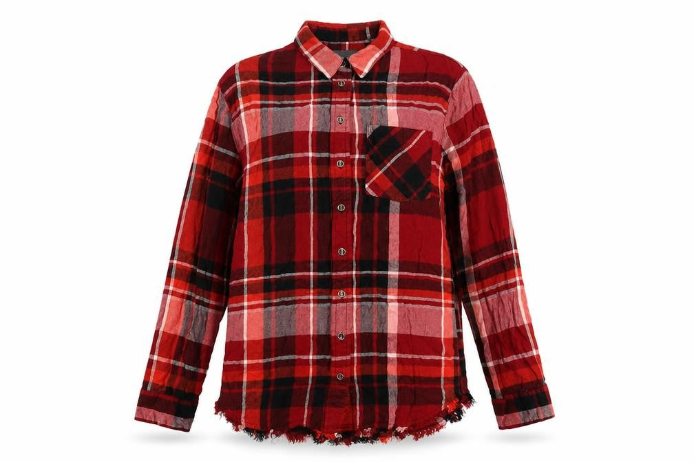 River Island Womens Red Plaid Viscose Basic Button-Up Size S Collared