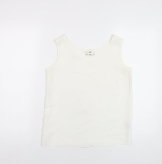 Hammell's Womens Ivory Polyester Basic Tank Size 8 Round Neck