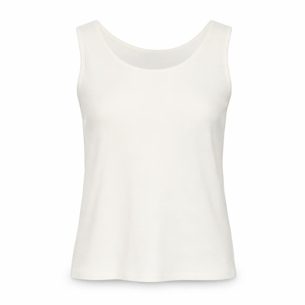Hammell's Womens Ivory Polyester Basic Tank Size 8 Round Neck