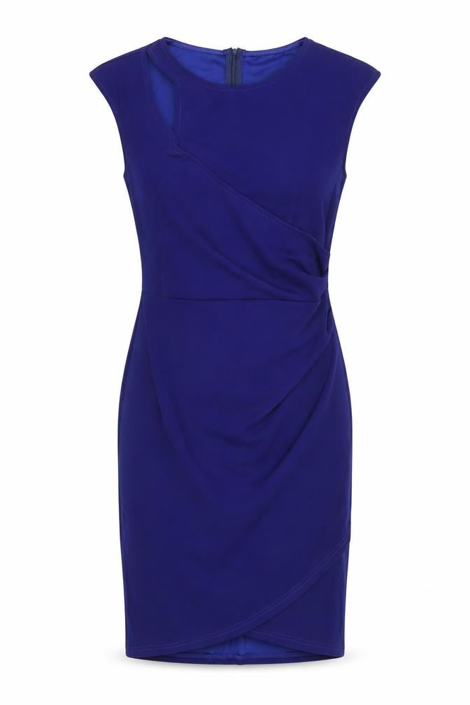 Jasambac Womens Blue Polyester Bodycon Size 12 Round Neck Zip