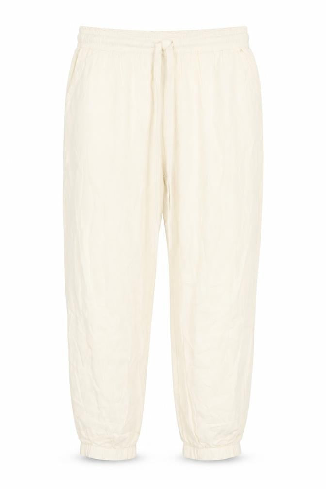 Teoh & Lea Womens Ivory Viscose Trousers Size M L25 in Regular Drawstring