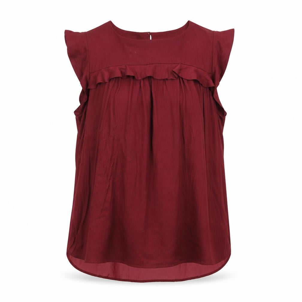LOFT Womens Red Polyester Basic T-Shirt Size M Round Neck