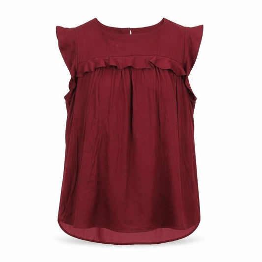 LOFT Womens Red Polyester Basic T-Shirt Size M Round Neck