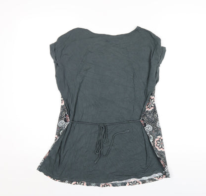 Back view of Red Herring women’s grey geometric polyester basic t-shirt, size UK 12, round neck