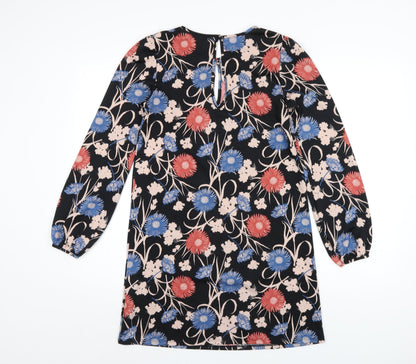 Back view of Miss Selfridge women’s multicoloured geometric polyester a-line, size UK 8, round neck button